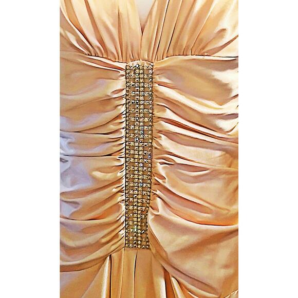 Vintage Jessica McClintock Rhinestone Halter Top Evening Gown - Picture 2 of 6